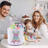 Cootato Easter Bunny Basket Bags for Kids, Personalized Canvas Cotton Bucket with Stripe Rabbit Pattern for Egg Hunt