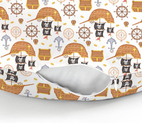 Cute Pirate Treasure Map Baby Nursing Pillow Covers for Boy Girl Pirates Ship Rudder Anchor Compass Nursing Pillowcase