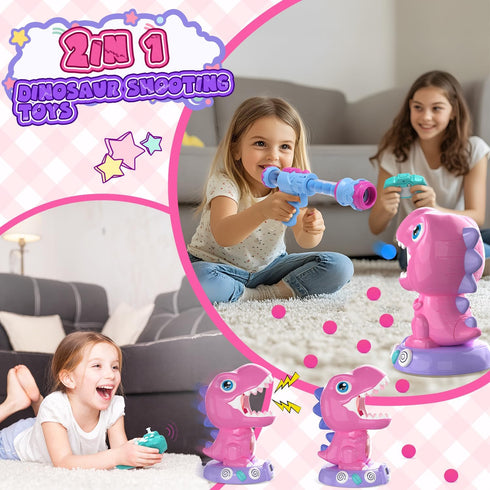 EagleStone Remote Control Dinosaur Shooting Toys | Electronic Moveable Game with Light & Sounds for Kids Age 6-8