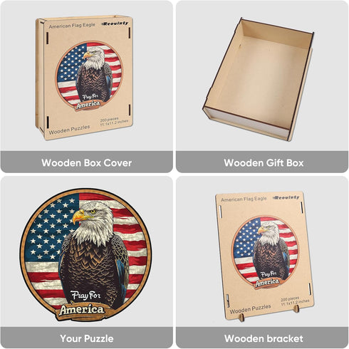 Eagle Wooden Jigsaw Puzzles - 200 Pieces, 11.1 * 11.2 in - Beautiful Wooden Puzzle with Box