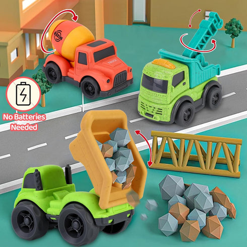 2 3 3 1 2-4, Toddler Cars Toys for Year Old Boy, in Dump Truck Mixer Cement and Crane Toys for Baby Boy Girls, BPA
