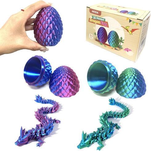 AKIDA 2 Pack Dragon Eggs with Dragon Inside, Dragon Egg Fidget Toy, 3D