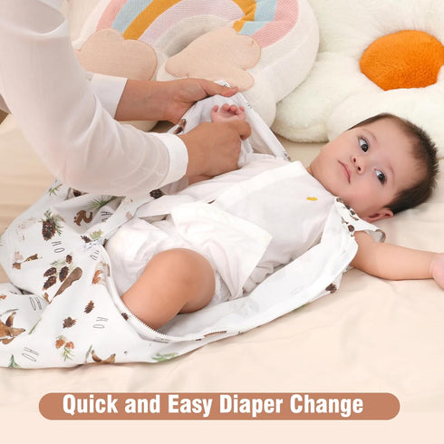 david's kids 100% Cotton Baby Sleep Sack, 12-18 Months, Ultra Soft Wearable Blankets with 2-Way Zipper, Woodland