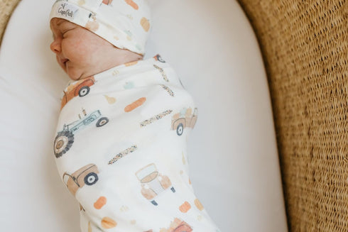Hayride Large Premium Knit Baby Swaddle Blanket - Copper Pearl