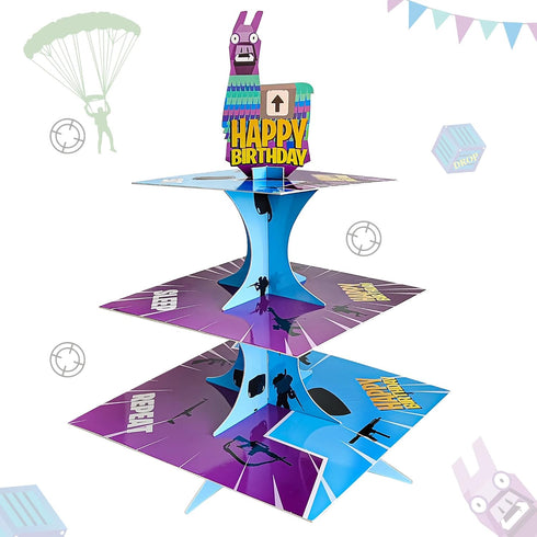 Video Game Birthday Party Supplies, 3 Tier Cupcake Stand for Boys Game Fans Birthday Decorations and Baby Shower Favors