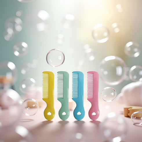 Tustao Pack 4 Of Round Tip Bristles Baby Cute Comb Baby Grooming For Sensitive Scalp Skin Newborn Essentials
