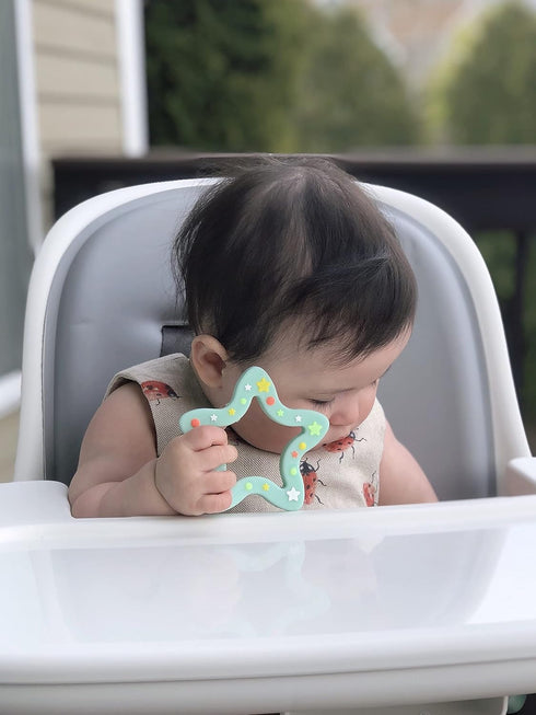 Jimibaby Silicone Star Teether, The First Teething Toy for Baby Boys and Girls, 100% BPA Free, Freezer Safe (Mint Star)