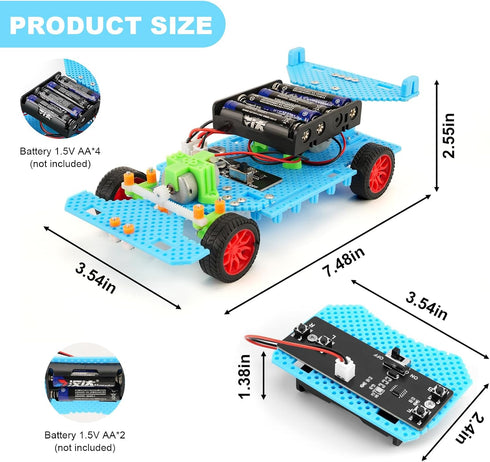 ScienSta 10-12, 10-16, 3D 10 11 12 13 14 STEM Kits for Kids Age Building Remote Control Car, Model Car Kits, Gifts