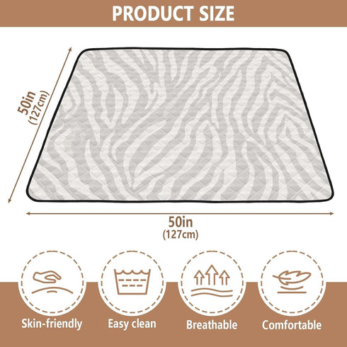 EtherSpher 50'' 50'' Pastel Grey Animal Print Large Non-Slip Foldable Baby Play mat for Indoor Outdoor Lightweight