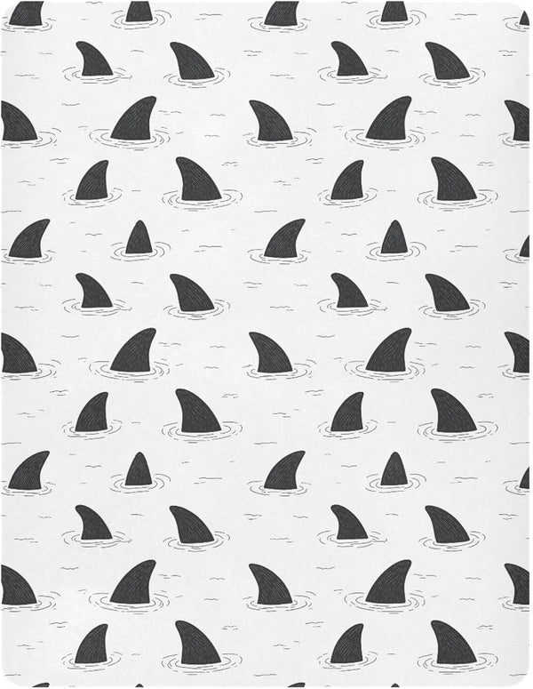 Pfrewn Crib Sheets for Boys Girls Shark Fin Fitted Crib Sheet Fits