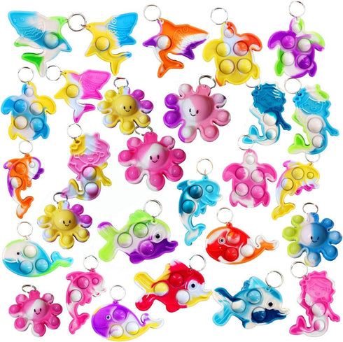 Goodangie00 Bulk Turtle Octopus Dolphin Mermaid Shark Fish Ocean Mini Pop Fidget Toys