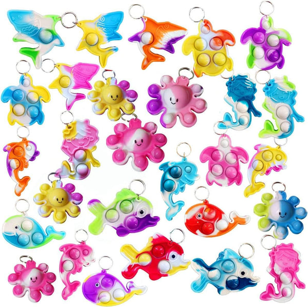 Goodangie00 Bulk Turtle Octopus Dolphin Mermaid Shark Fish Ocean Mini Pop Fidget Toys
