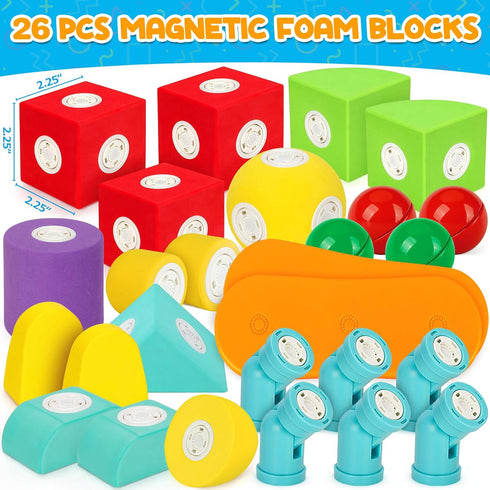 26 3 4 5 6+ Hodurgyi PCS Magnetic Foam Blocks, STEM Preschool Toys for Children, Magnetic Building Blocks for Toddlers
