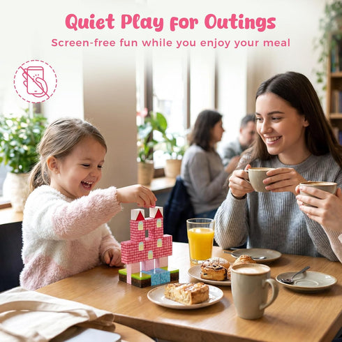 3 32PCS Set, otters Magnetic Building Blocks Princess Castle Travel STEM Magnet Cubes Toys with Metal Storage Box