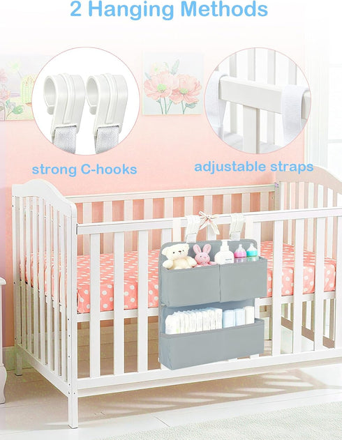 80+ Hanging Diaper Organizer for Bassinet/Crib/Playpen/Playard Hold Diapers - Changing Table Diaper Holder Attachment