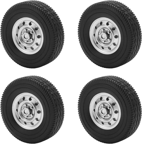VBESTLIFE RC Tires Set Replacement, Rubber Tires with Plastic Hubs for D12mini Upgrade Parts, RC Rim Accessories