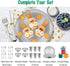E-far Stainless Steel Plates Set of 4, 8-inch Metal Dinner Plates for Kids Toddlers, Great for Self-feeding/Picnic/Outdoor Camping, Healthy & Non-toxic, Shatterproof & Dishwasher Safe