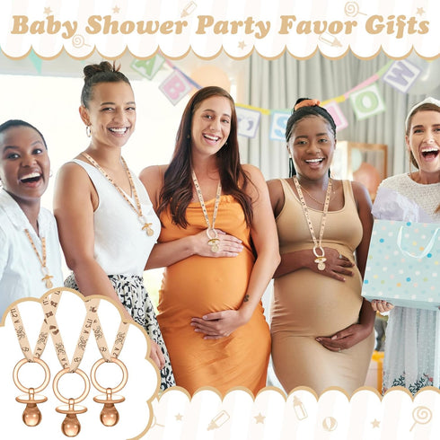Junkin 60 Pieces Baby Shower Pacifiers Necklace, Acrylic Baby Pacifiers Party Favors, Pacifiers Charm for Baby Shower