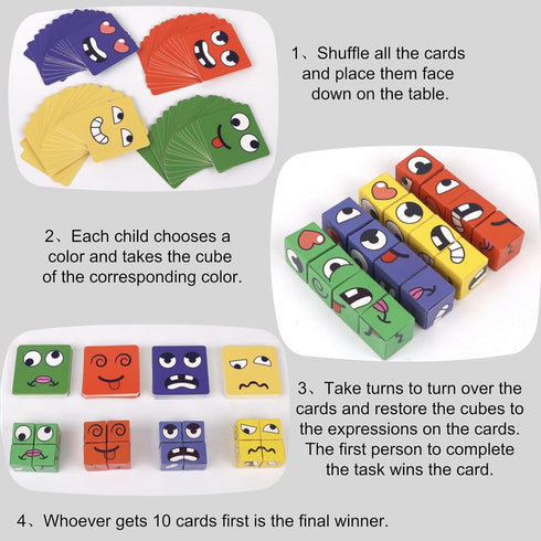 Face Changing Magic Cube Game, Educational Puzzles Toy for Child & Adults, Family Board Games