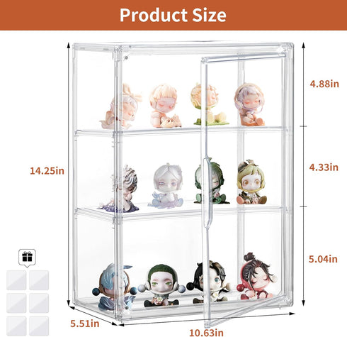 2 Pack 3 2 Attelite Acrylic Display Cases for Collectibles, Layer Clear Display Case with Magnetic Door, Wall-Mounted