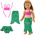 Barwa 18 Inch Doll Clothes Accessories - 3 Sets Princess Mermaid Tail Outfits, Dress, Swimsuit, Bikini Tops