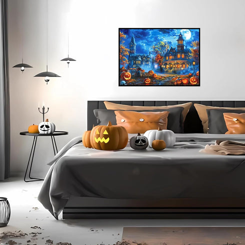 Halloween Puzzles for Adults, 1000 Pieces Halloween House Puzzle, Halloween Scene Jigsaw Puzzles for Adults
