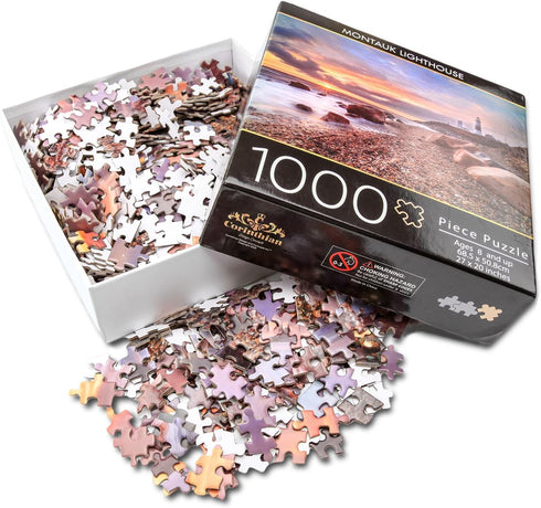 Montauk Lighthouse Puzzle - 1000 Pieces Jigsaw for Adults, Scenic National Parks Ocean Landscape