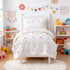 4 Sets Set Set Piece White Boho Toddler Bedding for Girls Colorful Pom Pom Comforter Jacquard Tufted Dot Crib Bed