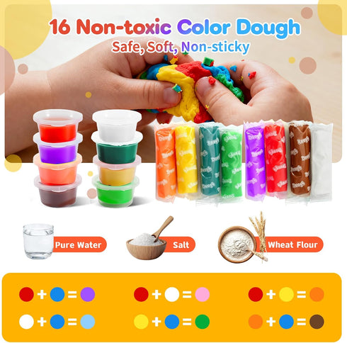 Rodsucs 4 1 Sets 4-8,Kitchen Maker,2-in-1 (16 in Color Dough for Kids Ages Creation Toys with Ice Cream Maker,Noodle