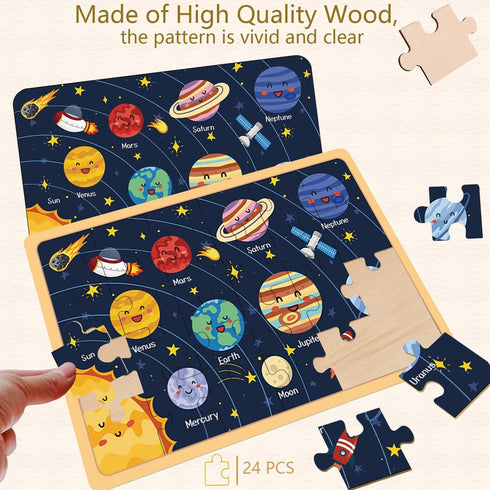 Puzzles for Kids Ages 4-6 - 4 Pack 24 PCs Jigsaw Puzzles, Educational Brain Teaser Boards for Toddlers