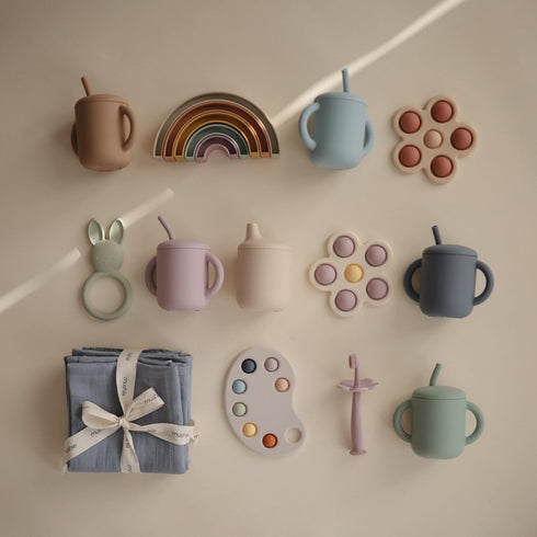 mushie 100% Silicone Training Cup & Straw for Toddlers, Soft Lilac, Suitable for 6 Months+