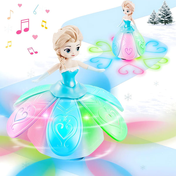 Dancing Princess Interactive Spin Robot Toys for Girls 4-6, Colorful Flashing Lights & Music, Birthday Gift
