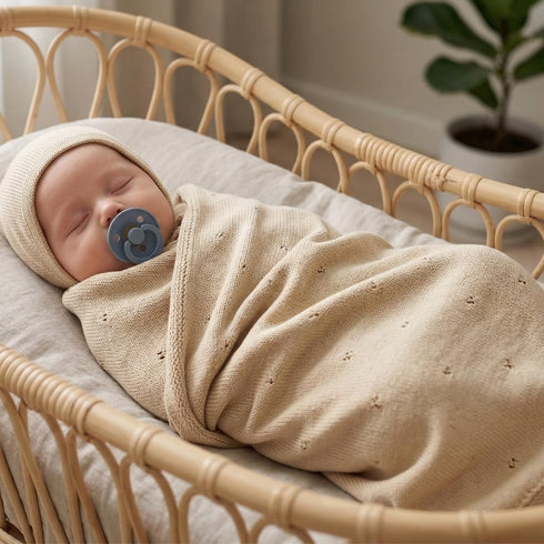 100% 40" 30" Organic Cotton Knit Baby Blanket for Boys and Girls- Pointelle Swaddle Blanket - x Soft Receiving Blanket