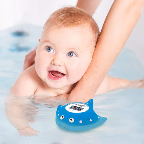 Elepho eFloat Digital Baby Thermometer - Waterproof Device for Bathtub, Monitors Water & Room Temperature (Blue)