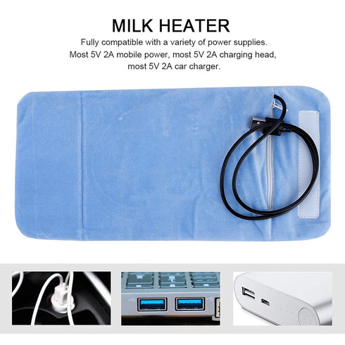 GLOGLOW Portable Milk Warmer, Crystal Velvet Baby Bottle Heater for Infant Feeding, USB Powered with Quick Heating