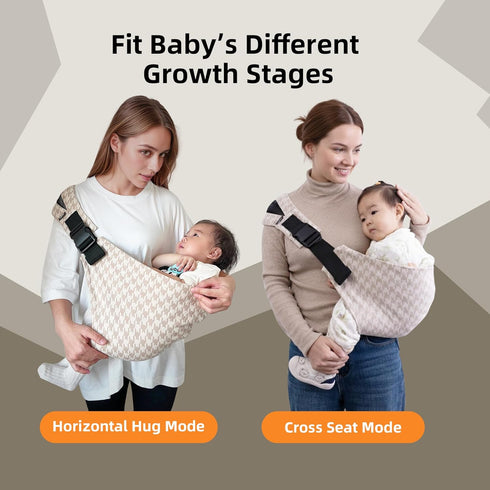 Lujifo Baby Sling Carrier for Toddler, Houndstooth Baby Carrier Sling, Premium Cotton Linen Adjustable in Both Front