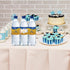 32pcs Blue Oh Baby Water Bottle Labels, Gold Glitter Stickers for Gender Reveal/1st Birthday, Baby Boy Bottle Wrappers