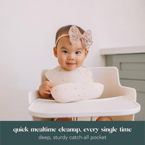 Waterproof Silicone Bib Set with Adjustable Neck Closure - Durable Bibs for Babies - Set of 2