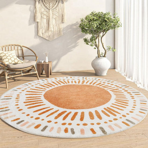 Poowe 47.2") Cute Point Rings Kids Play Mat Baby Nursery Rug Round Educational Alphabet Soft Area Rug Non Slip