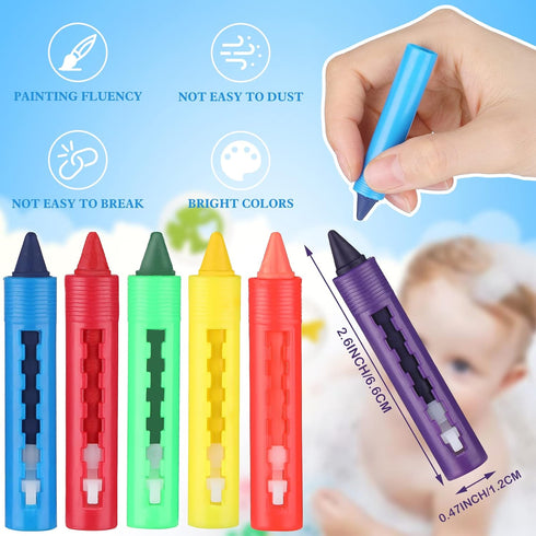24 Epakh Pieces Washable Crayons for Toddlers and Kids Easy Clean Colorful Crayons Shower Markers Toys Paint Art