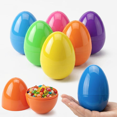 AquaHood Easter Eggs Decorations Plastic Large: 5 Inch 6 Pack Jumbo Fillable Colorful