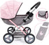 Bayer Dolls 4-in-1 Toy Baby Doll Pram Stroller Cosy Set, Fits Dolls Up to 18" (Pink/Grey)