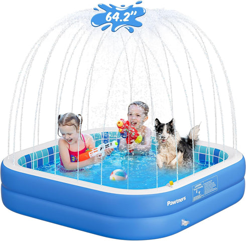 Inflatable Pool for Kids, Non-Slip Sprinkler Splash Pad for Backyard, Thickened PVC