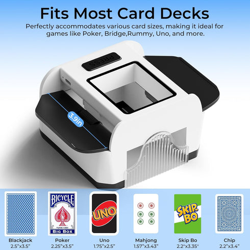 VXXCK 1-2 Automatic Card Shuffler for Decks Dual Motor Not Stuck Card Automatic Sensing Function Rechargeable Card