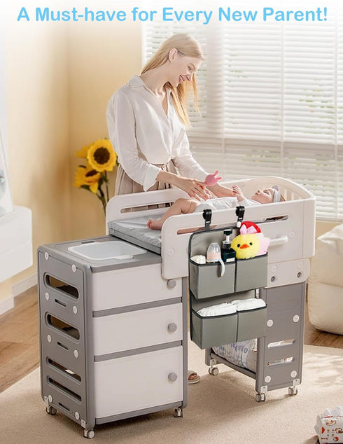 80+ 4 Pockets-H19in L15 Hanging Diaper Organizer for Crib/Playpen/Bassinet Hold Diapers - Deep x in Changing Table