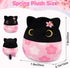 Spring Stuffed Animal Black Cat Plush,Soft Sakura Cat Plush with Sakura Embroidery on Head,Spring Plush Gifts for Kids