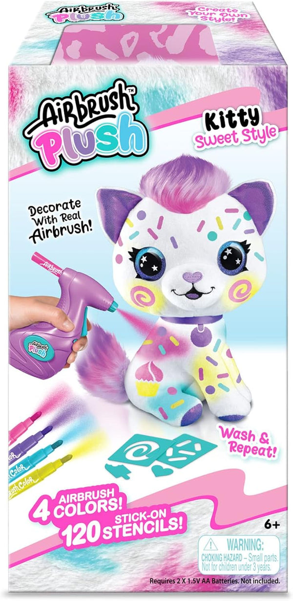 Canal Toys Personalize Airbrush Plush Large Kitty! Decorate, wash, Repeat! Customize Your