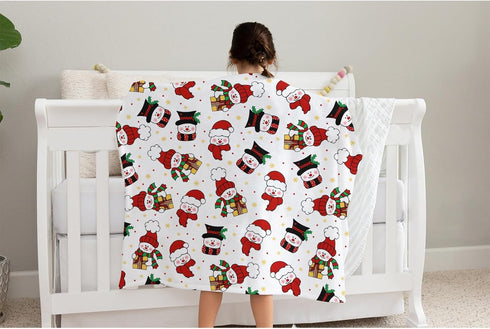 SqtmuHLuo 60x80inch Red Christmas Snowman Baby Blanket for Boys Girls Christmas Watercolor Cute Snowman Holiday Neutral