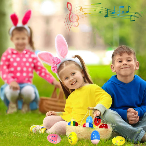 9 Pcs Wooden Easter Eggs Shakers Maracas for Kids, Musical Instrument Classroom Prize, Easter Basket Stuffers