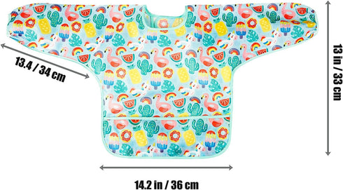 5 Pack 6-36 PandaEar Baby Long Sleeve Bibs| Waterproof Full Sleeve Bib for Baby Infant Toddler Months
